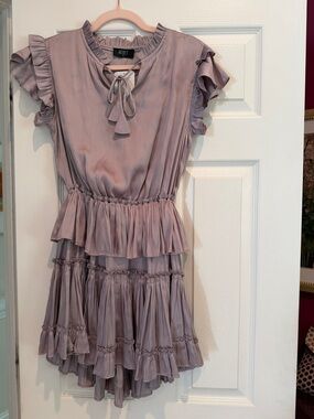 RESET. Lavender Ruffle Tiered Mini Dress